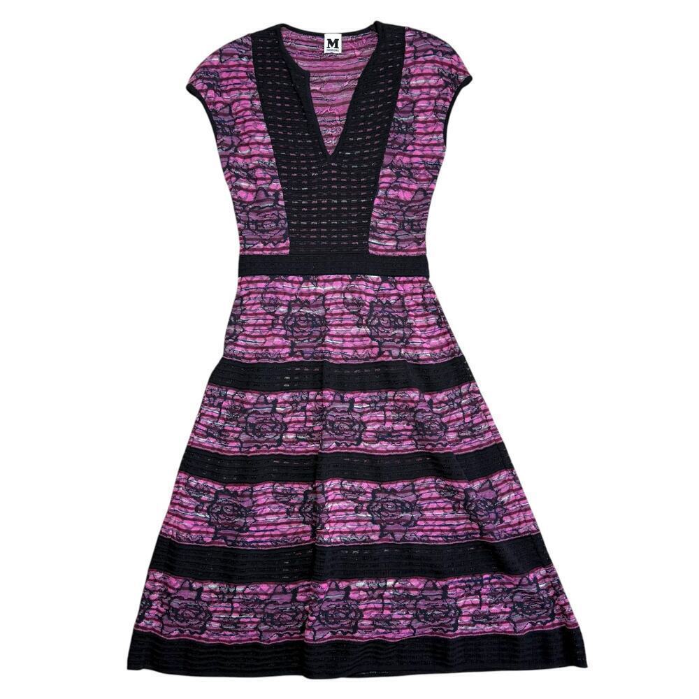 Missoni Y2K Pink Black Fit and Flare Knit Dress XS